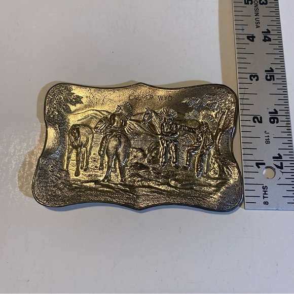 Casper, Wyoming vintage Tin plated ashtray GUC, detailed, made in occupied Japan - Picture 4 of 5